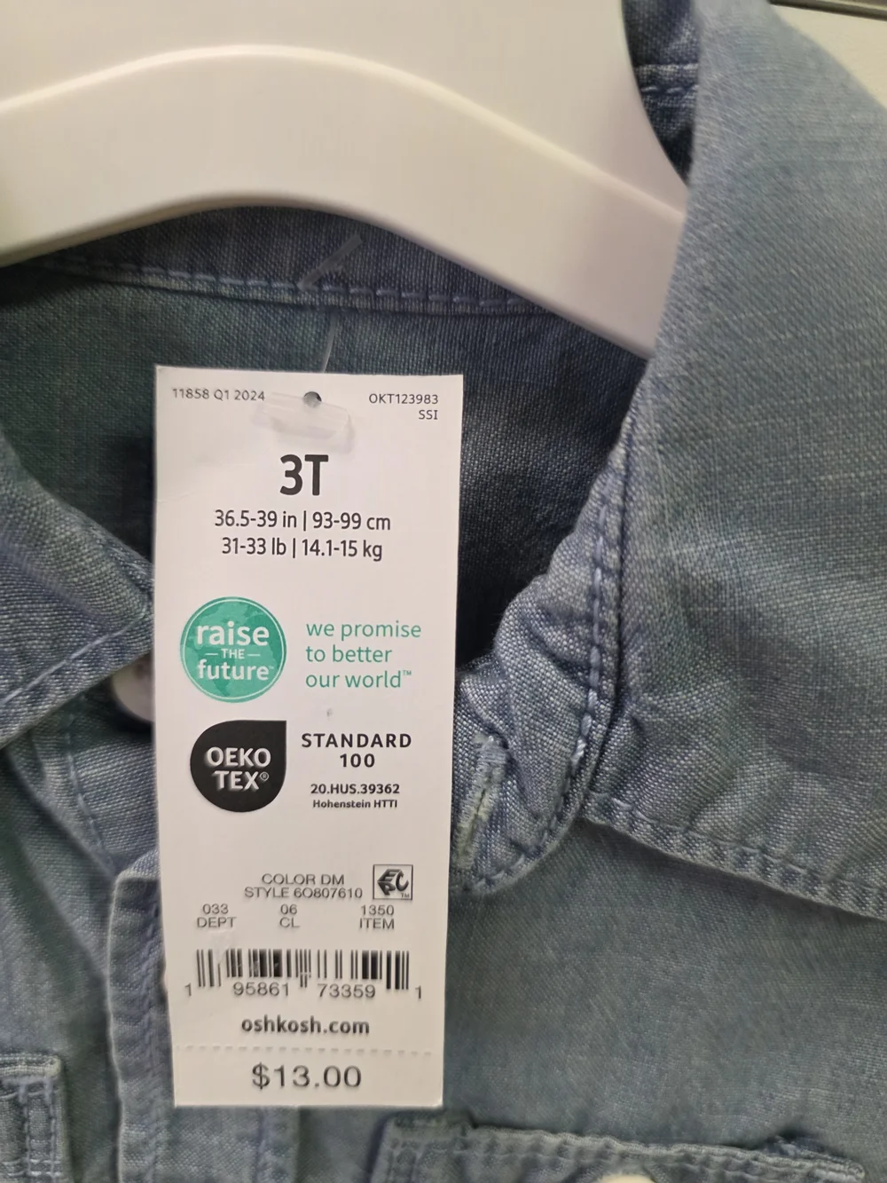 Toddler Denim Button-Front Shirt - Light Blue, SIZE 3T